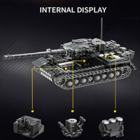 Kit de blocs de construction MOC du char lourd Tiger I avec intérieur détaillé, modèle à assembler soi-même, véhicule historique, jouet en briques