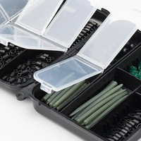 JSFUN 300PCS Ensemble d'accessoires de pêche en plastique composite noir, comprenant des émerillons, des mousquetons, des anneaux solides et des anneaux rotatifs pour la pêche à la carpe, OBM OEM ODM