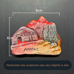 Aimant de réfrigérateur en argile avec art rupestre ancien, sanctuaire de l'âme, souvenir culturel de la pétroglyphe d'Asie centrale, aimant fait main pour la manifestation - Product Image 3