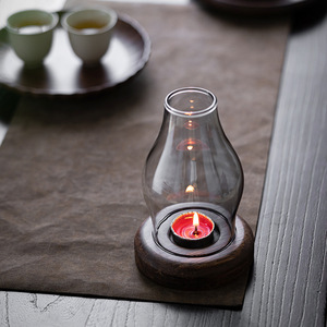 Japanese Style Glass Candlestick Irregular Shape Heat Resistant Reusable Home Decoration <b>Candle</b> <b>Holder</b> - Product Image 4