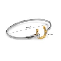 Nouveau Bracelet Manchette Unisexe 2026 en Acier Inoxydable 316L, Breloque Lettre U, Zircons Bicolores, Empilable, Bijou Cool