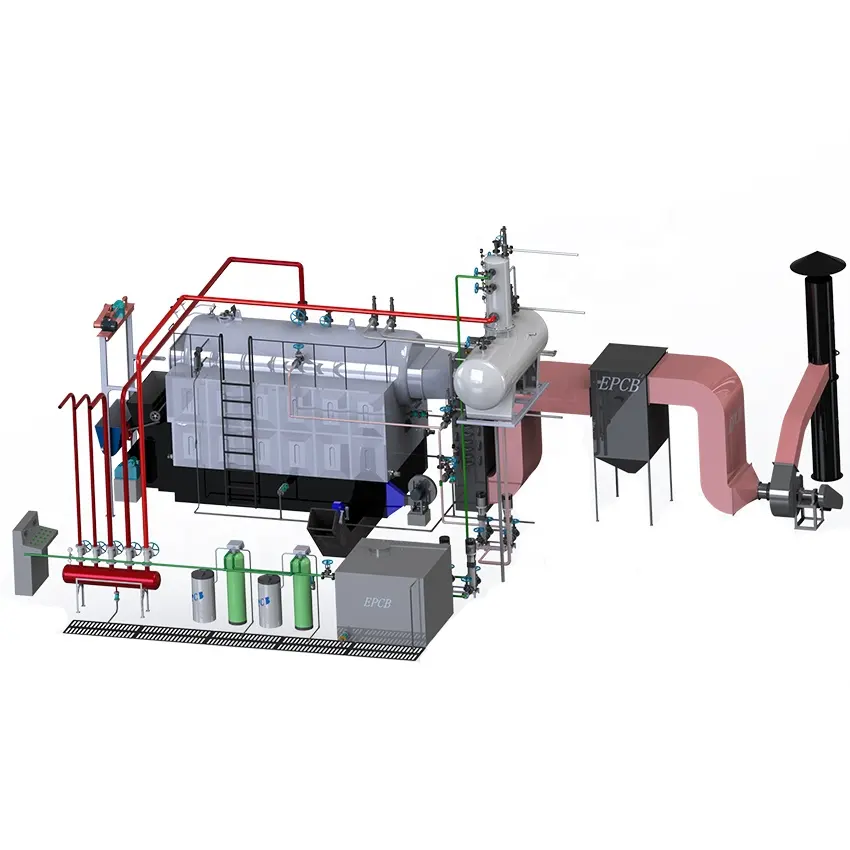 EPCB automático 4 toneladas por hora caldera de vapor de leña de biomasa para industrias químicas