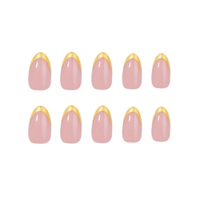 Esmalte <span class=keywords><strong>de</strong></span> <span class=keywords><strong>Uñas</strong></span> Acrílico Estilo Francés, Cobertura Total, Forma Almendrada, <span class=keywords><strong>Amarillo</strong></span> Perlado Brillante, con Purpurina, Pegamento para <span class=keywords><strong>Uñas</strong></span>, Pre-diseñado - Product Image 6