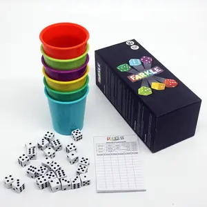 NINGBO ROYAL OEM Wholesales Cheap Price Colorful Dice Shaker Cup Party Farkle Game With Dice Score sheet
