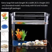 Fournisseur OEM : Ensemble d'aquarium tout-en-un en plastique durable et recyclable, pour la vente en gros, matériel pour animaux de compagnie, aquarium de bureau pour débutants