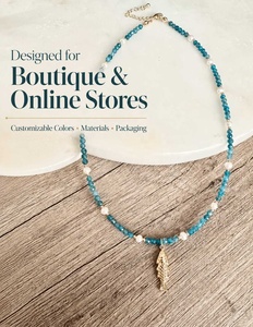 Collier personnalisé à faible MOQ en acier inoxydable plaqué or avec perles de culture d'eau douce et breloque géométrique style bohème, bijoux de marques DTC - Product Image 3