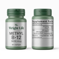 Vitamine B-12 (méthyl B-12) transfrontalière pour adultes, 50 000 microgrammes et acide folique, 60 comprimés/flacon pour adultes
