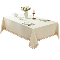 Nappe en coton-lin beige unie, résistante aux taches, infroissable et soyeuse, idéale pour hôtels et mariages (vente en gros)