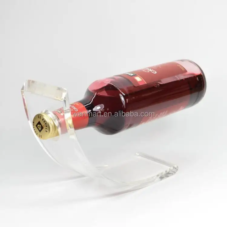 Şeffaf akrilik şampanya şişesi özelleştirilmiş akrilik şarap şişesi teşhir için şarap teşhir vitrini tutucu