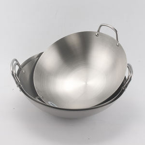 Sartén <span class=keywords><strong>Wok</strong></span> de acero inoxidable de estilo chino grande mate con asas dobles de acero inoxidable de 30cm a 80cm - Product Image 2