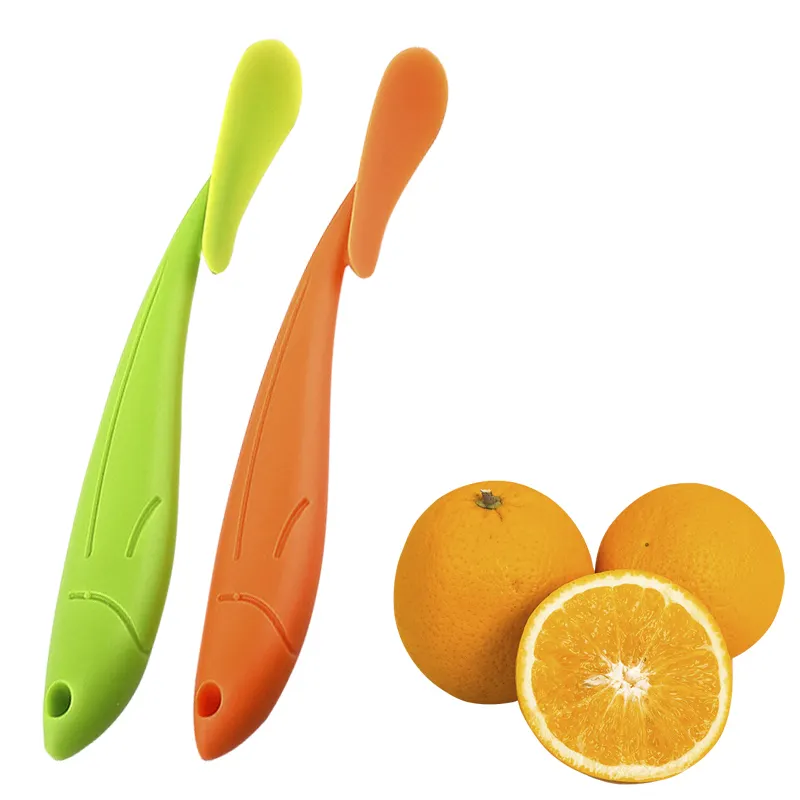 Affettatrice pelapatate arancione taglierina rimozione frutta in plastica PP arancione coltello umanizzato Design lama curva Gadget da cucina