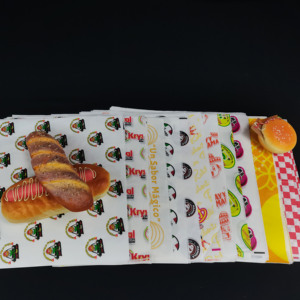 SP3312 Logo-Designed Printed Greaseproof Waterproof <b>Wax</b> <b>Paper</b> Roll Disposable Food Grade Virgin Eco-Friendly Wrap for Hamburger - Product Image 2