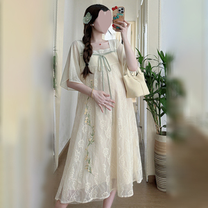 Elegante Vestido Femenino de Talla Grande en Color Crema con Detalles de Bordado <span class=keywords><strong>Floral</strong></span> - Product Image 3