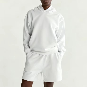 Wholesale OEM Eco-Friendly Cotton <b>Blend</b> Hoodie Men High Quality Puff Print Boxy Fit Fleece Unisex Sweatshirt Manufacturers - Product Image 3