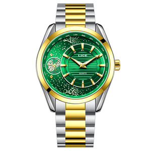 LIGEメンズ防水クォーツ時計ビジネスナイトライトカレンダー腕時計ステンレススチールウォッチカスタマイズロゴ付き - Product Image 4