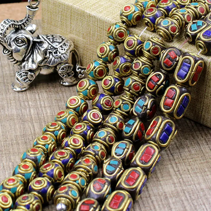 Nepalês Handmade Tribal Nepalês Jóias Tradicionais Beads Suprimentos para fazer Jóias Coral Turquesa Sintético Inlay Beads