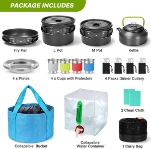 Ensemble populaire d'ustensiles de cuisine pour théière, poêle à frire, marmite et sac à eau de camping, accessoires de randonnée et d'extérieur, ensembles de batterie de cuisine - Product Image 3