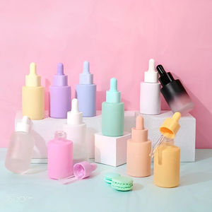 Flacon compte-gouttes en verre d'huile essentielle vide mat de 30ml de couleur personnalisée pour les soins de la peau des cheveux Surface de sérigraphie en forme de cylindre - Product Image 1