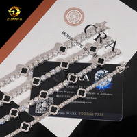 Collier tennis en argent 925 avec diamants moissanite 3mm 5mm, motif floral, bijoux de mode pour hommes et femmes