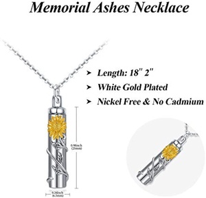Venta caliente personalizado 925 plata esterlina girasol Micro grabado barra urna collar cenizas cremación joyería - Product Image 2