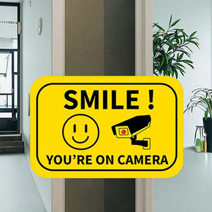 Targa in Metallo Alluminio 'Sorridi, <span class=keywords><strong>Sei</strong></span> in Telecamera' - Adesivo <span class=keywords><strong>di</strong></span> Avvertimento CCTV per Ospedali e Scuole, Segnale Temporaneo Riflettente - Product Image 2