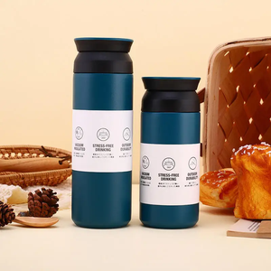 แก้วกาแฟสแตนเลส 304 สำหรับเดินทาง ฝาปิดแบบแบน เก็บความร้อน-เย็น ชุดพกพา เหมาะสำหรับสำนักงานและการเดินทาง - Product Image 1