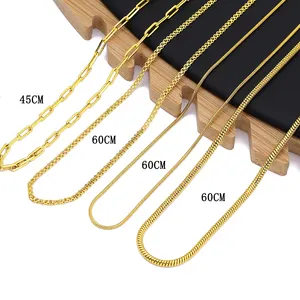 Jxx Großhandelspreis Schlussverkauf hochwertige 24K Gold plattiert flach kubanisch Halskette Halskette Kupferschmuck für Damen und Männer