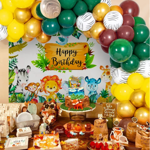 Ballons en latex vintage guirlande arc kit animaux feuille ballons et affiches pour garçon fille 1er 3ème jungle safari décor de fête d'anniversaire - Product Image 2