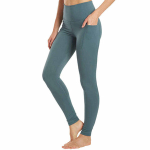 Conjuntos de pantalones y mallas de Yoga de cintura alta con cintura elástica personalizada para mujer, Top corto de gimnasio sólido, ropa deportiva fabricada a medida - Product Image 4
