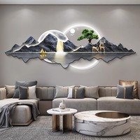 Modern Living Room Wall Decoration Wall Hanging Acrylic LED Landscape Crystal Porcelain Painting Luxury Home Wall Art