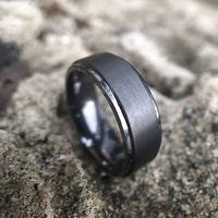 Cincin Tantalum Murni Grosir untuk Pria, Cincin Kawin Antialergi dengan Lapisan Satin, Tepi Bertingkat, Perhiasan Minimalis untuk Pasangan