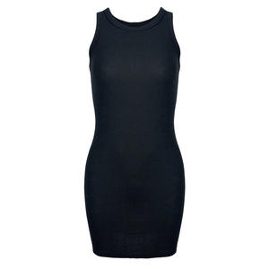 Commercio all'ingrosso Logo personalizzato cotone a coste lavorato a <span class=keywords><strong>maglia</strong></span> aderente <span class=keywords><strong>vestito</strong></span> Midi donna <span class=keywords><strong>bianco</strong></span> solido canotta abiti - Product Image 5