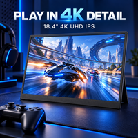 Écran portable 4K UHD IPS de 18,4 pouces pour configuration de jeu sur PC, moniteur de jeu