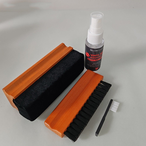 Juego de cepillos de limpieza de discos de vinilo con mango de madera personalizado de fábrica, cabezal de espuma de terciopelo antiestático para tocadiscos LP - Product Image 5