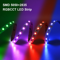 Bande lumineuse LED COXO 5050 SMD RGB RGBW RGBCCT 12 volts 24 volts flexible, facile à installer, découpable pour éclairage décoratif d'accentuation