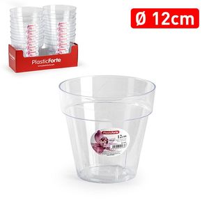 Vaso per piante PlasticForte 12 cm trasparente, resistente e riutilizzabile per la conservazione domestica - Product Image 1