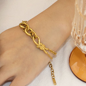Pulseras de Cadena y Eslabones de Moda, Pulsera de Acero Inoxidable con Nudo de Hércules para Mujeres y Hombres, Pulseras de Diseñador - Product Image 3