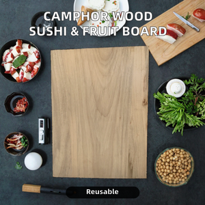 Rectangular Camphor <b>Wood</b> Sushi & Fruit Antisepsis Cutting Board 1.5 cm Thick Dishwasher Safe for Chopping & Serving - Product Image 2