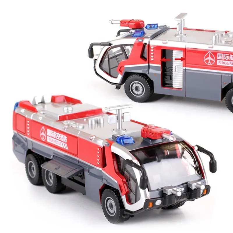 Mini camion de lutte contre l'incendie KDW 1:50 échelle en métal moulé sous pression, véhicule de sauvetage de la ville, jouets avec fonction de traction