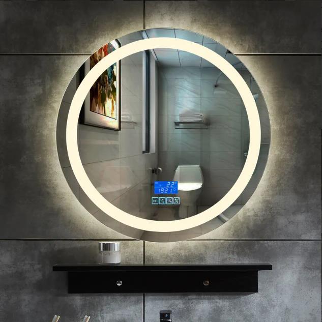 JH Glass Modern Frameless LED Wall Mirror Antique Dressing Diamond Crystal Bathroom Copper Free Silver Aluminium Bedroom Decor