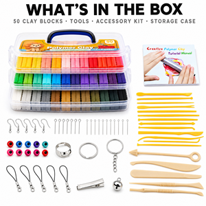 <span class=keywords><strong>Set</strong></span> di Argilla Polimerica Flessibile Professionale per Bambini, 50 Colori, Non Seccante, 20G, per Fai-da-Te - Product Image 1
