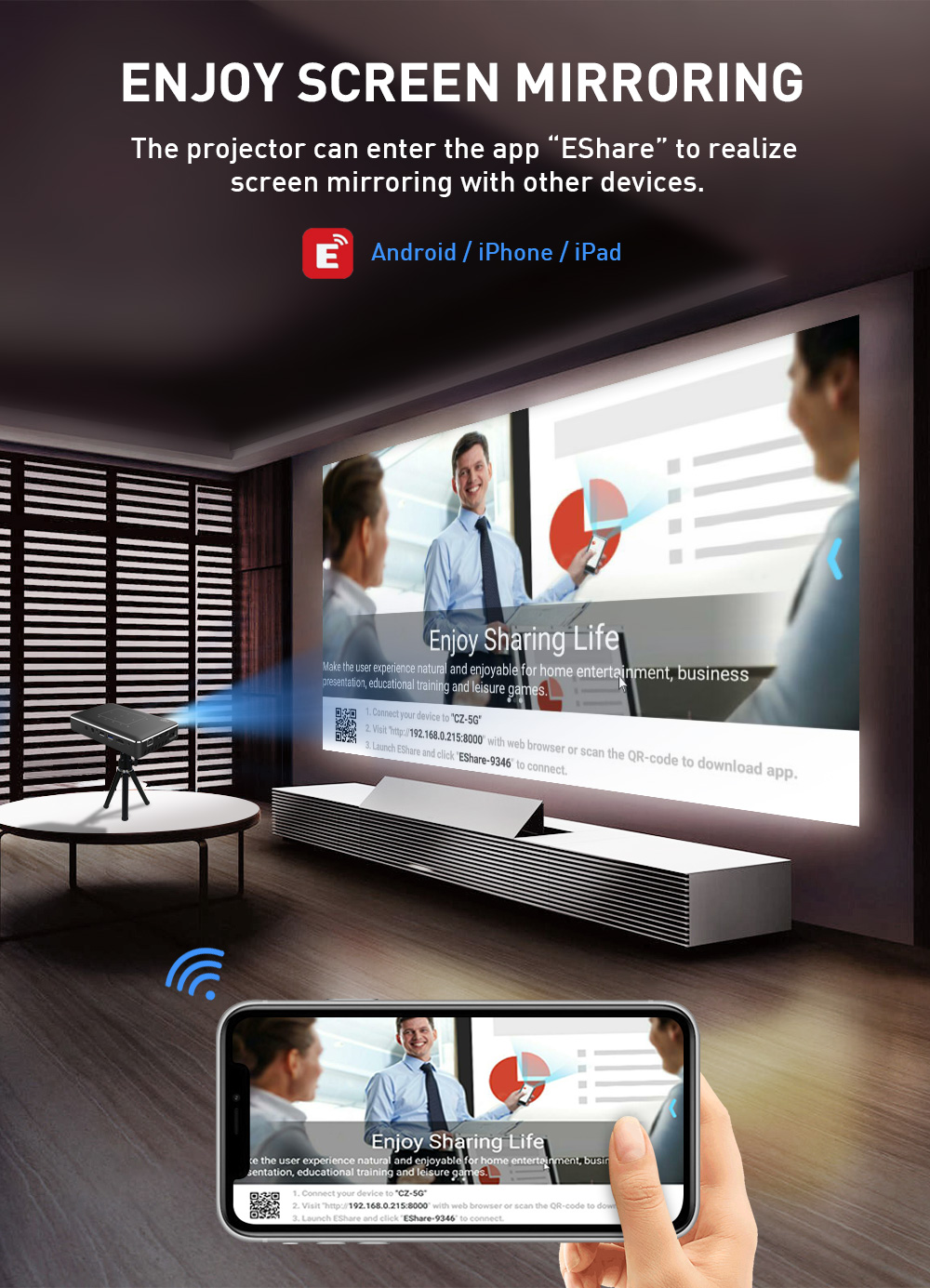 [YIDAHAI P10]150 ANSI LUMENS LED+DLP smart Android 9 Video 4K Digital hd portable Mobile home theater ai smart Projector