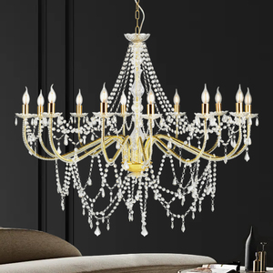 Lámpara de Techo Colgante de Lujo Candelabro de Cristal Acrílico Blanco y Dorado para Decoración de Bodas Luces Colgantes - Product Image 5