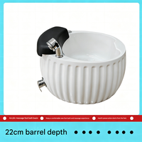 Bassin de pédicure moderne rond en acrylique avec lumière LED et massage par remous pour salon et usage en centre commercial