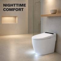 WC intelligent monobloc avec buse antibactérienne, lavage des fesses, lavage intime, siège chauffant, chasse d'eau automatique, affichage numérique et télécommande