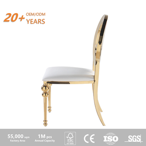 Chaise de salle à manger en aluminium doré moderne et simple haut de gamme avec dossier, coussin creux et <span class=keywords><strong>housse</strong></span> souple pour hôtel et mariage - Product Image 2