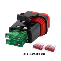 Portafusibles de Coche de 2 Piezas con Base Niquelada de Bajo Voltaje, Bloque Metálico de Aleación de Zinc y Plástico, Fusible ATC de 30A 40A