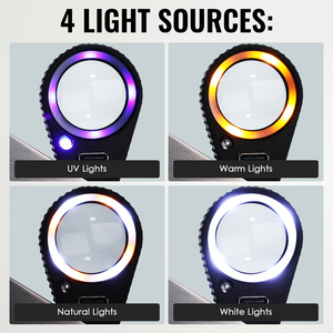 แว่นขยายแบบชาร์จไฟได้ 30 เท่า พร้อมไฟ LED สำหรับงานเครื่องประดับ เลนส์แก้วสามชั้น 4 โหมดแสง เส้นผ่านศูนย์กลางเลนส์ 22 มม. สำหรับนาฬิกา นักตรวจสอบอัญมณี - Product Image 4