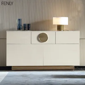 Буфет современного дизайна, высококачественный буфетный шкаф из белого дерева из нержавеющей стали для гостиной