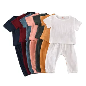 गर्म बिक्री के लिए नई कपास बच्चों के कपड़े टी शर्ट पैंट गर्मियों सनी बच्चे कपड़े सेट 3 करने के लिए 12 साल पुराने